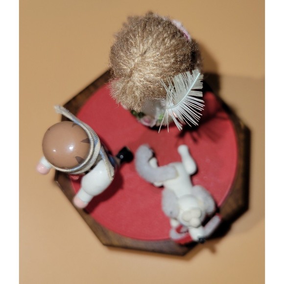 Kurt Adler Musical We Wish You a Merry Christmas Girl Boy Dog Rotate Wood 1983 - Picture 2 of 16